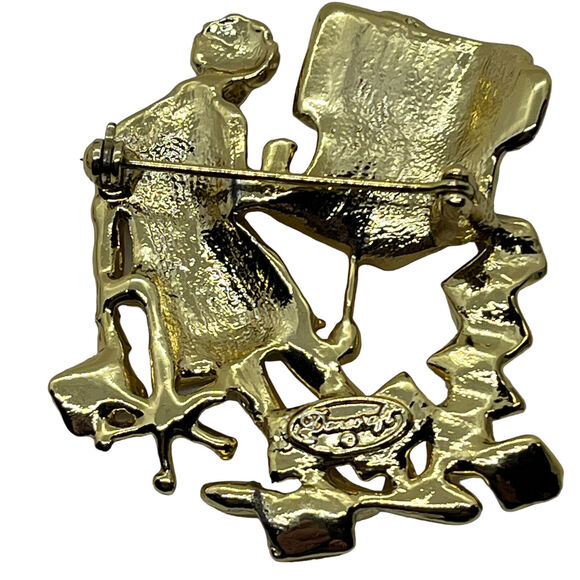 Brooch Lapel Pin TGIF Computer Overworked Career 19902 Gold Tone Danecraft Women - Picture 5 of 16